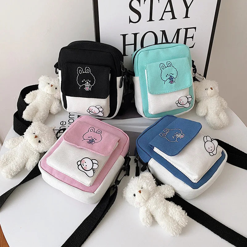Canvas Shoulder Women's Bag Small Messenger Crossbody Bags for Girls