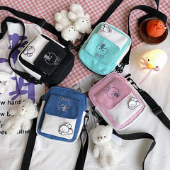 Canvas Shoulder Small Messenger Crossbody Bag for Girls Students