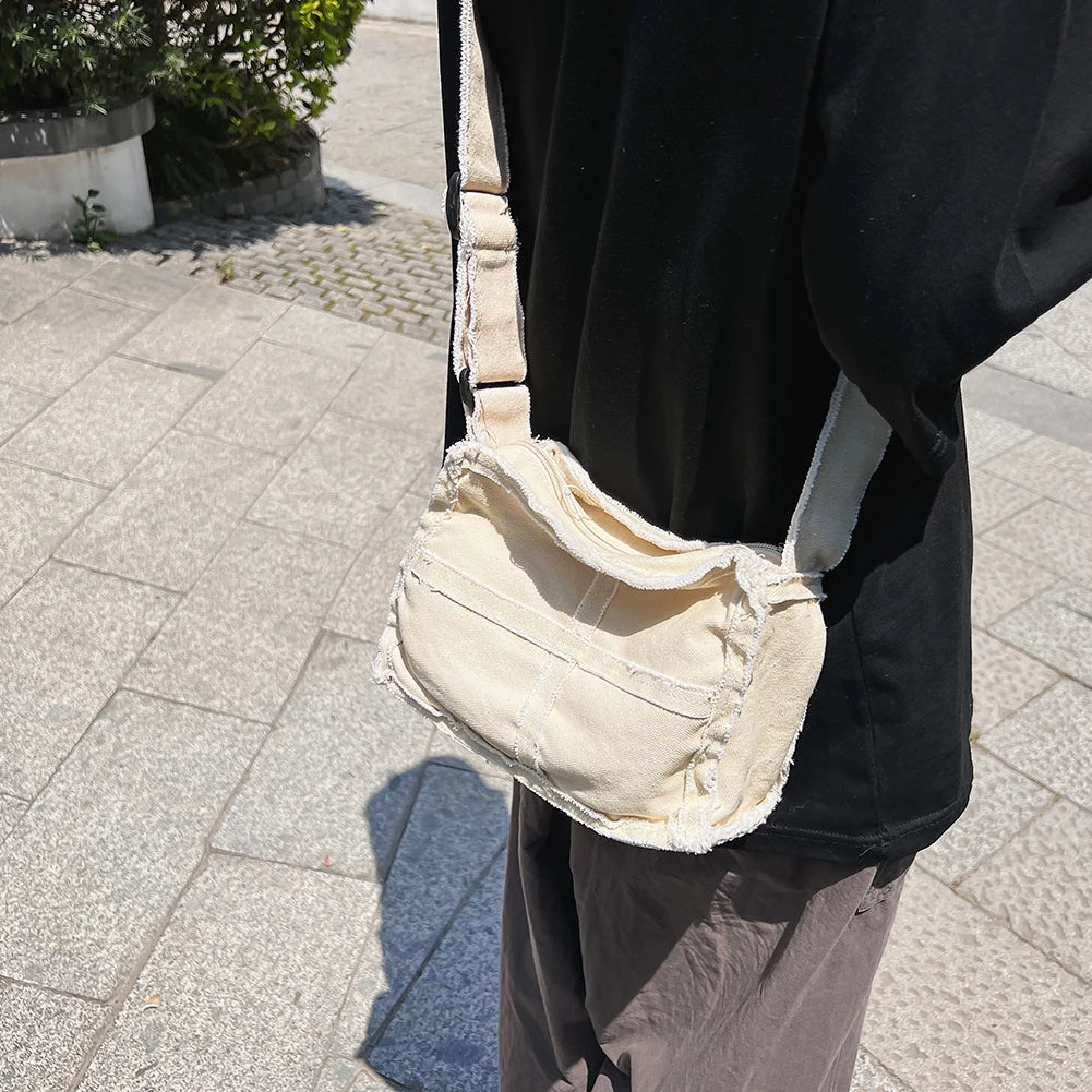 Canvas Book Bag Soft Literary Ladies Handbags Casual Adjustable Strap