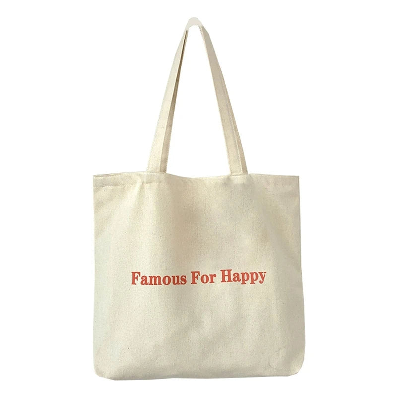 Women's Canvas Tote Bag Solid Shoulder Zipper Reusable Shopping