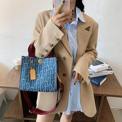 Canvas Tote Shopping Bag Letters Printed Large Capacity Women