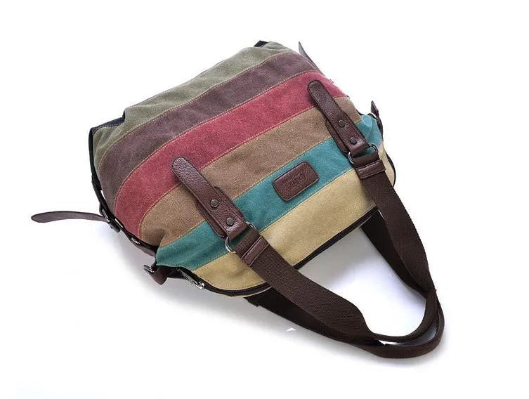 Striped Womens Handbags Rainbow Shoulder Bag Casual Crossbody Bag