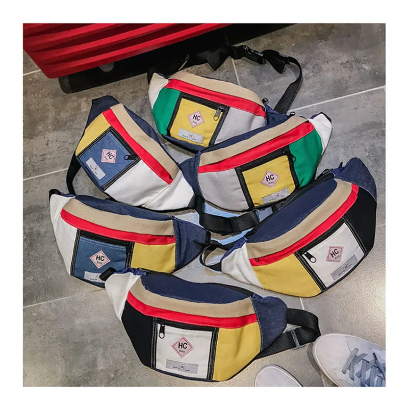 Canvas Waist Bag Men Unisex Waist Belt Bag Men Fanny Pack Casual