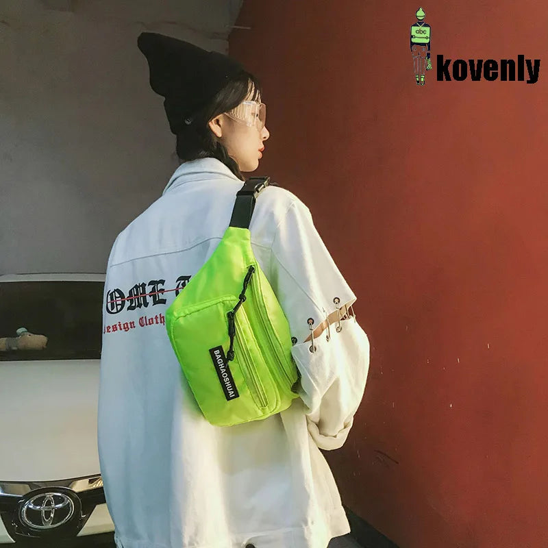 Canvas Waist Pack Unisex Cellphone Bag Fluorescent Fanny Pack