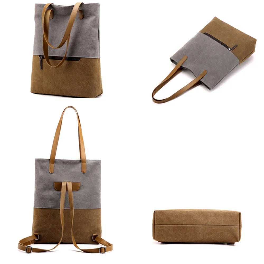 Canvas Women Shoulder Bags Large Capacity Backpack Female Tote Messenger Bag
