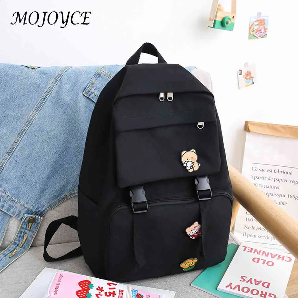 Canvas Women Backpack Teens Student Shoulder-Bags Travel Girls Solid