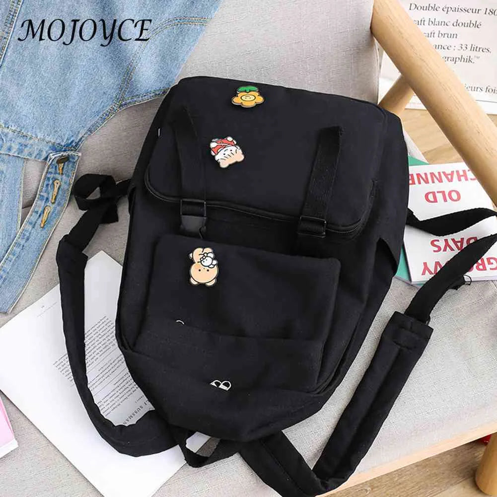 Canvas Women Backpack Teens Student Shoulder-Bags Travel Girls Solid
