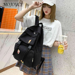 Canvas Women Backpack Teens Student Shoulder-Bags Travel Girls Solid