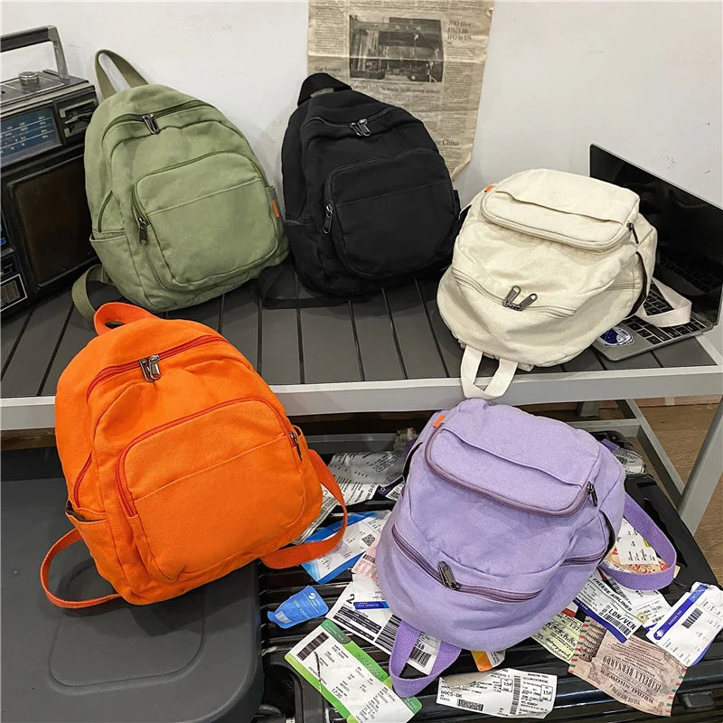 Canvas Women Small Backpack Vintage School Mini Backpack Women Bagpack