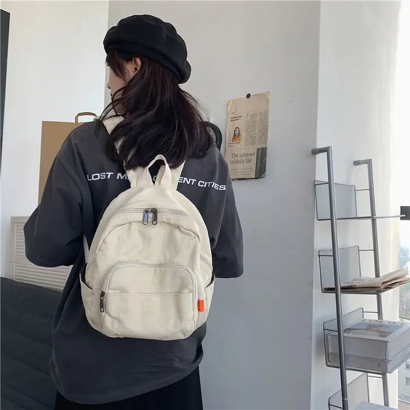 Canvas Women Small Backpack Vintage Fem...
