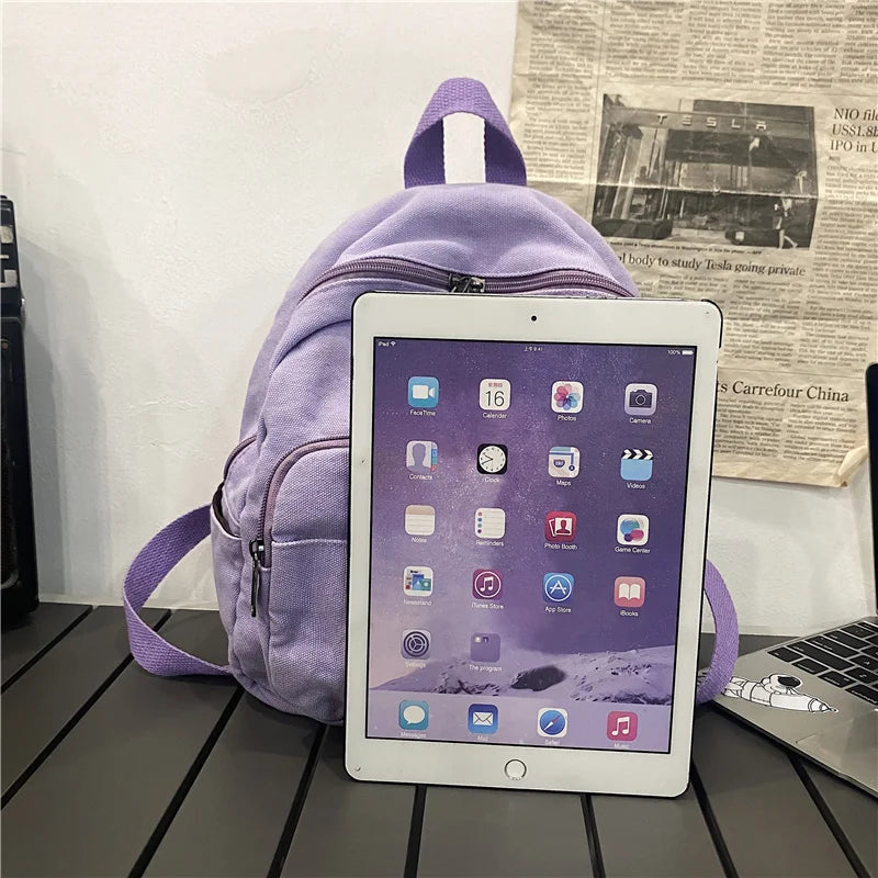 Canvas Small Backpack Vintage School Mini Backpack Women Bagpack