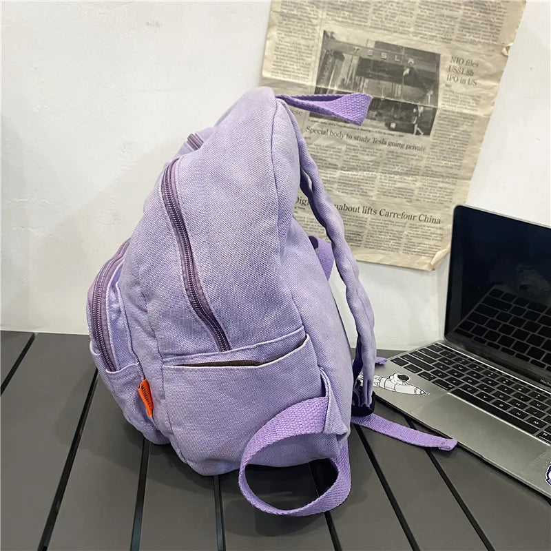 Canvas Small Backpack Vintage School Mini Backpack Women Bagpack