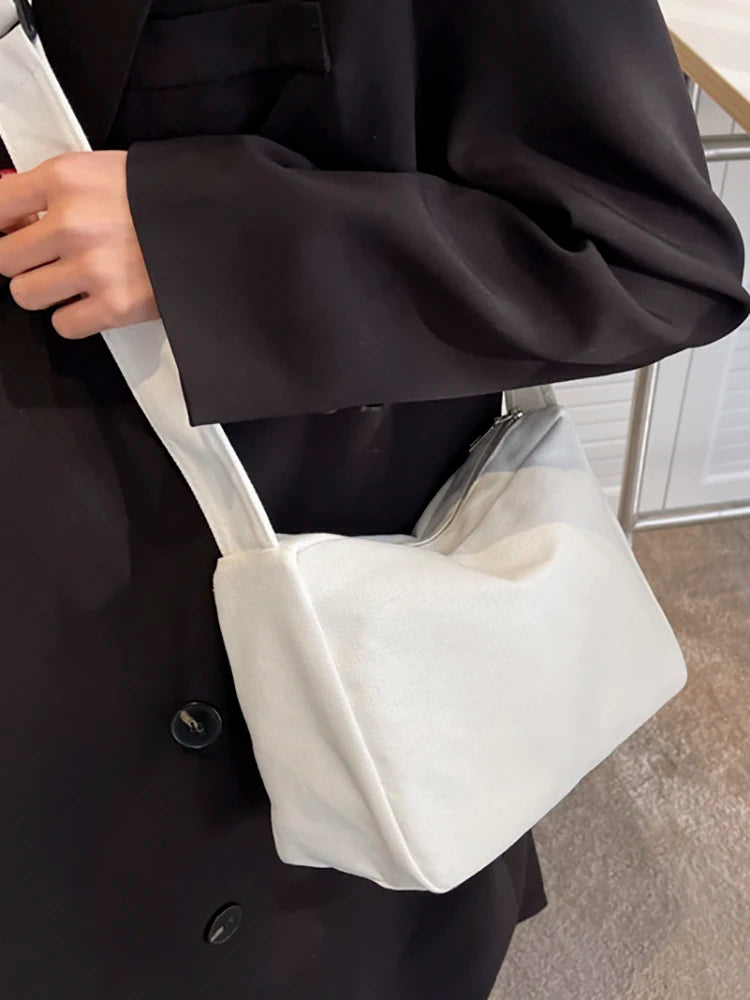 Canvas Women's Crossbody Bag Casual Solid Shoulder Tote High Capacity Handbags