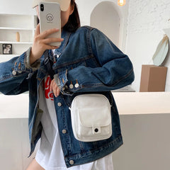 Canvas Crossbody Bag Small Shoulder Handbag Student Phone Bag Zipper Purse