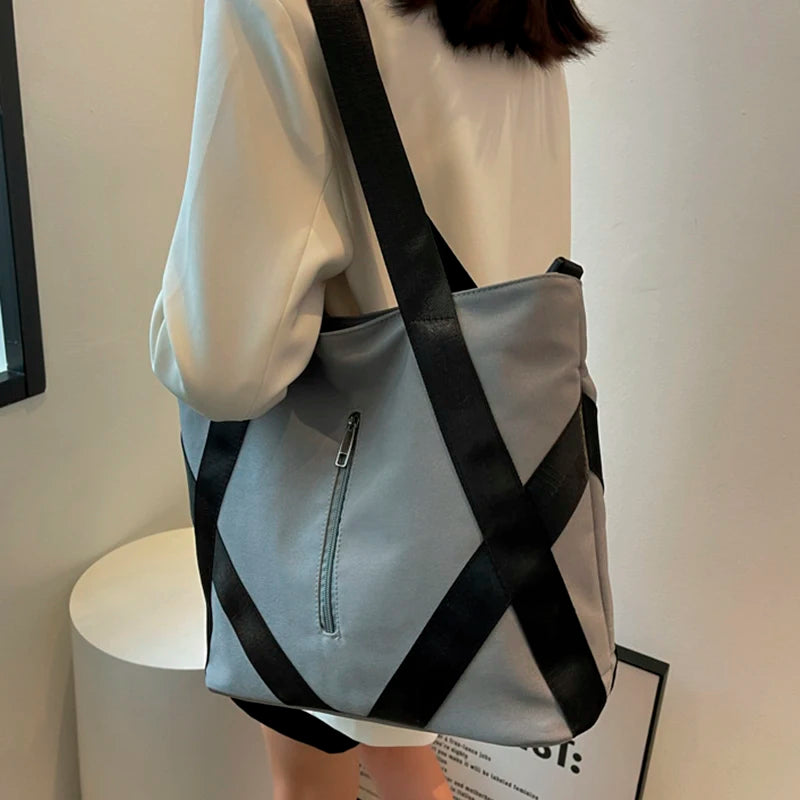 Canvas Women's Tote Bag Large Capacity Crossbody Handbags Solid Female Shopper S