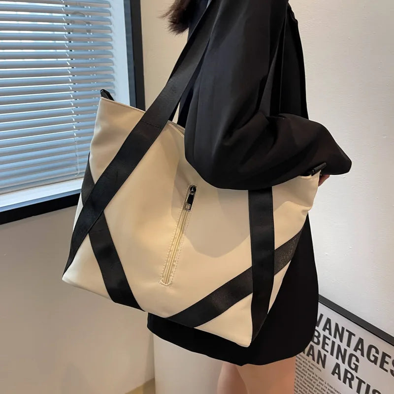 Canvas Women's Tote Bag Large Capacity Crossbody Handbags Solid Female Shopper S