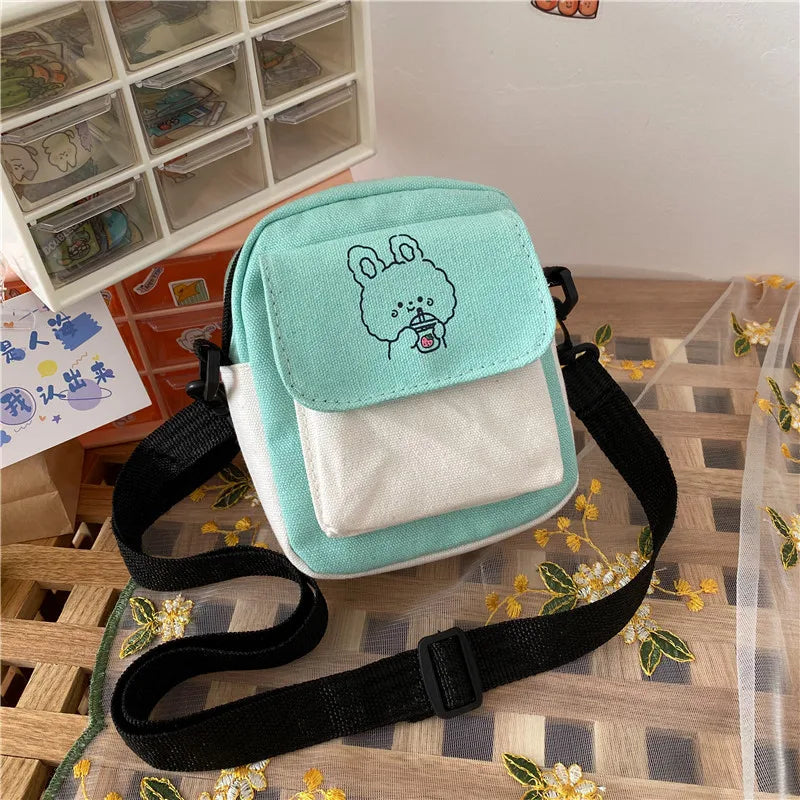 Canvas Cartoon Printed Shoulder Messenger Bag Hit Flap Purse