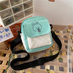 Canvas Cartoon Printed Shoulder Messenger Bag Hit Flap Purse