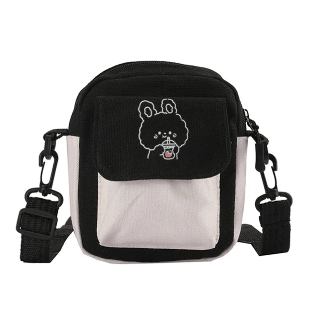 Canvas Cartoon Printed Shoulder Messenger Bag Hit Flap Purse