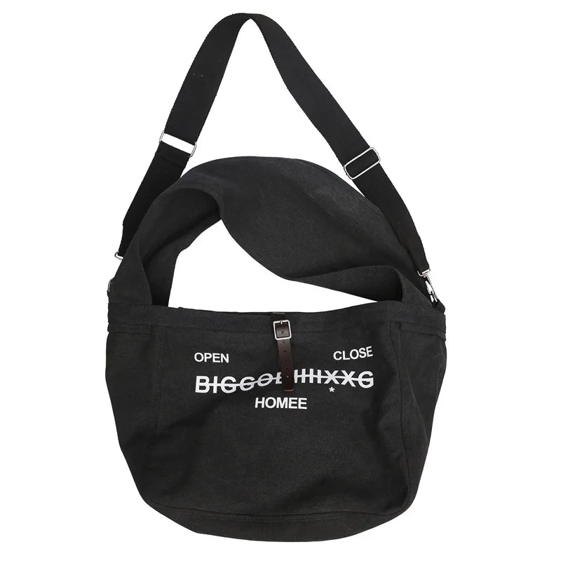 Japanese Style Canvas Shoulder Bag for Men and Women