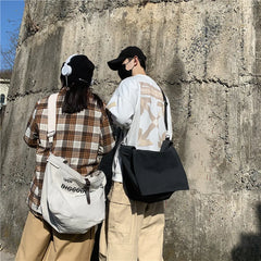 Japanese Style Canvas Shoulder Bag for Men and Women