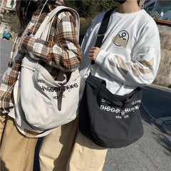 Japanese Style Canvas Shoulder Bag for Men and Women