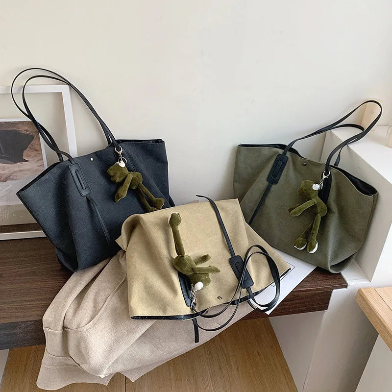 Canvas Handbag Large Capacity College Bag Purse Shoulder Bag