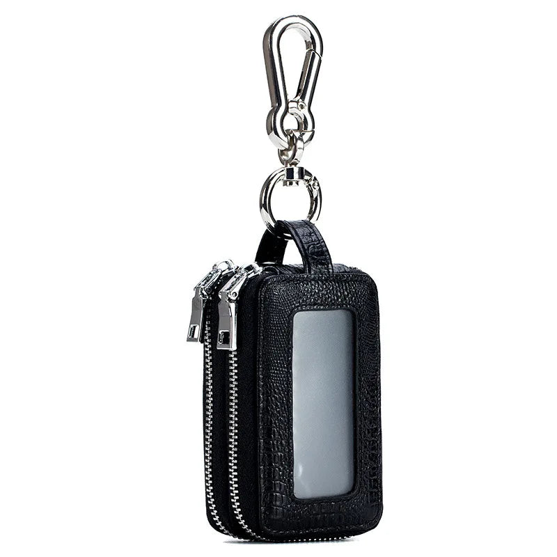Leather Key Case for Men and Women, Large-capacity Double-layer Key Storage Bag