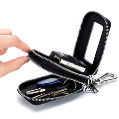 Leather Key Case for Men and Women, Large-capacity Double-layer Key Storage Bag