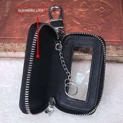 Leather Car Key Bag with See-through Window