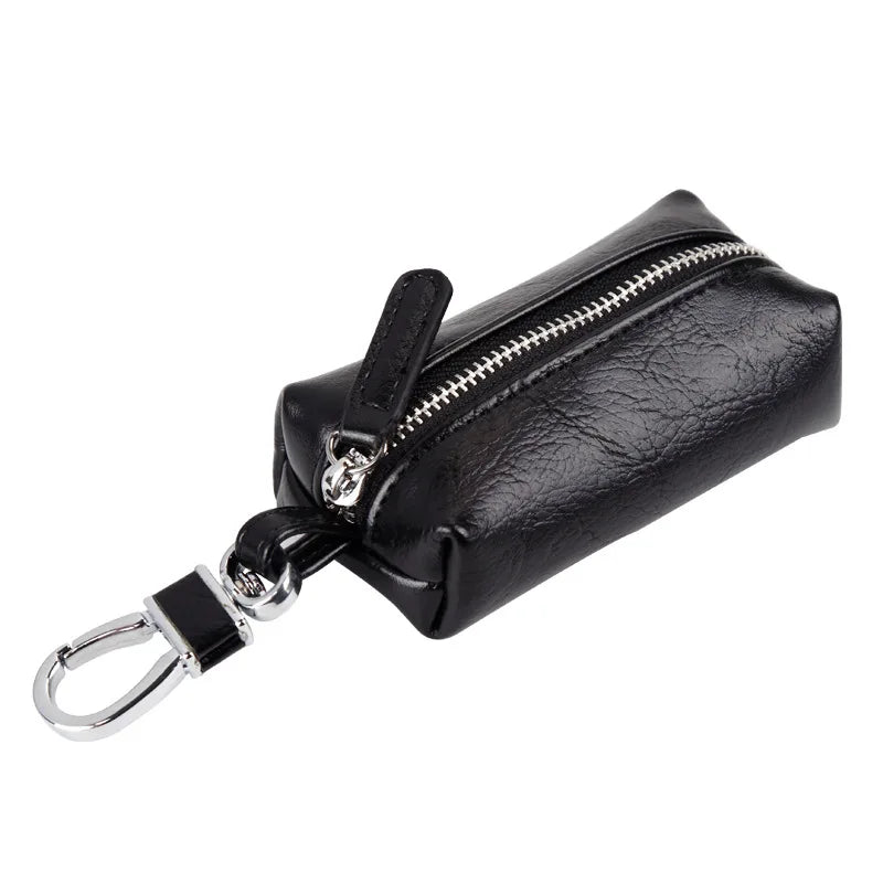 Car Key Case PU Leather Key Holder Zipper Bag Keychain Pouch Organizer