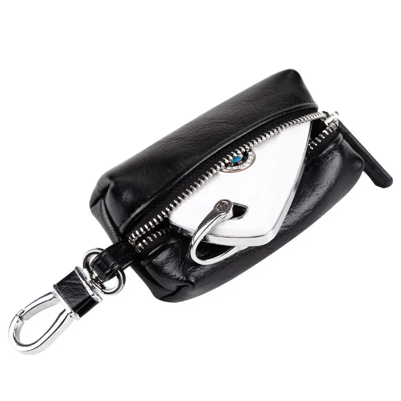 Car Key Case PU Leather Key Holder Zipper Bag Keychain Pouch Organizer