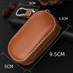 Leather Car Key Pouch Holder Wallet Chain Organizer