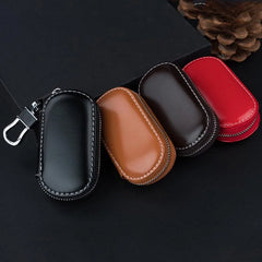 Leather Car Key Pouch Wallet Holder with Chain Organizer
