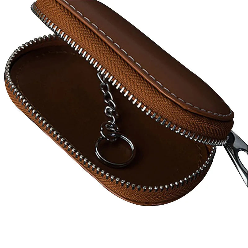 Leather Car Key Pouch Holder Wallet Chain Organizer