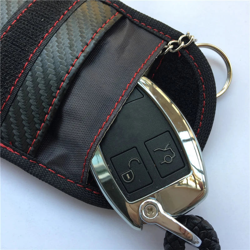 Carbon Fibre Car Key Signal Blocker Case RFID Blocking Pouch