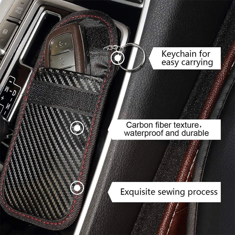 Carbon Fibre Car Key Signal Blocker Case RFID Blocking Pouch