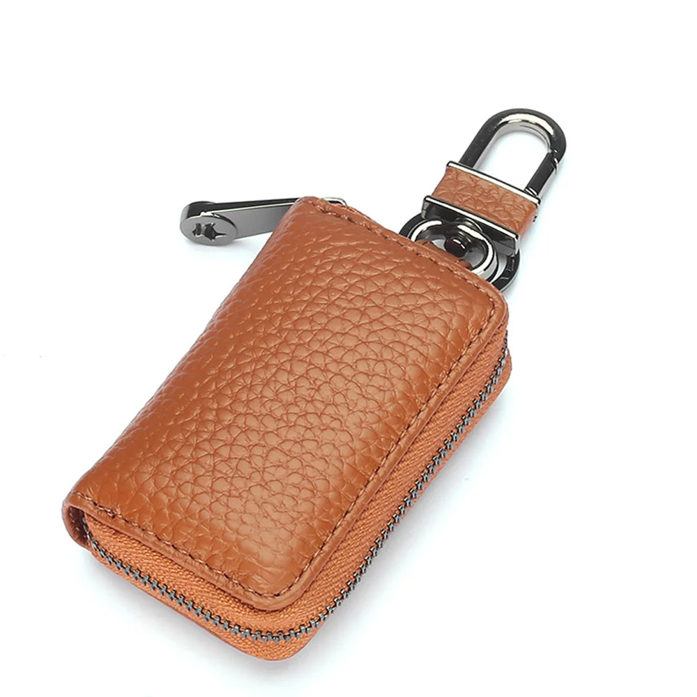 Mini Leather Zipper Key Holder Bag for Car Motors