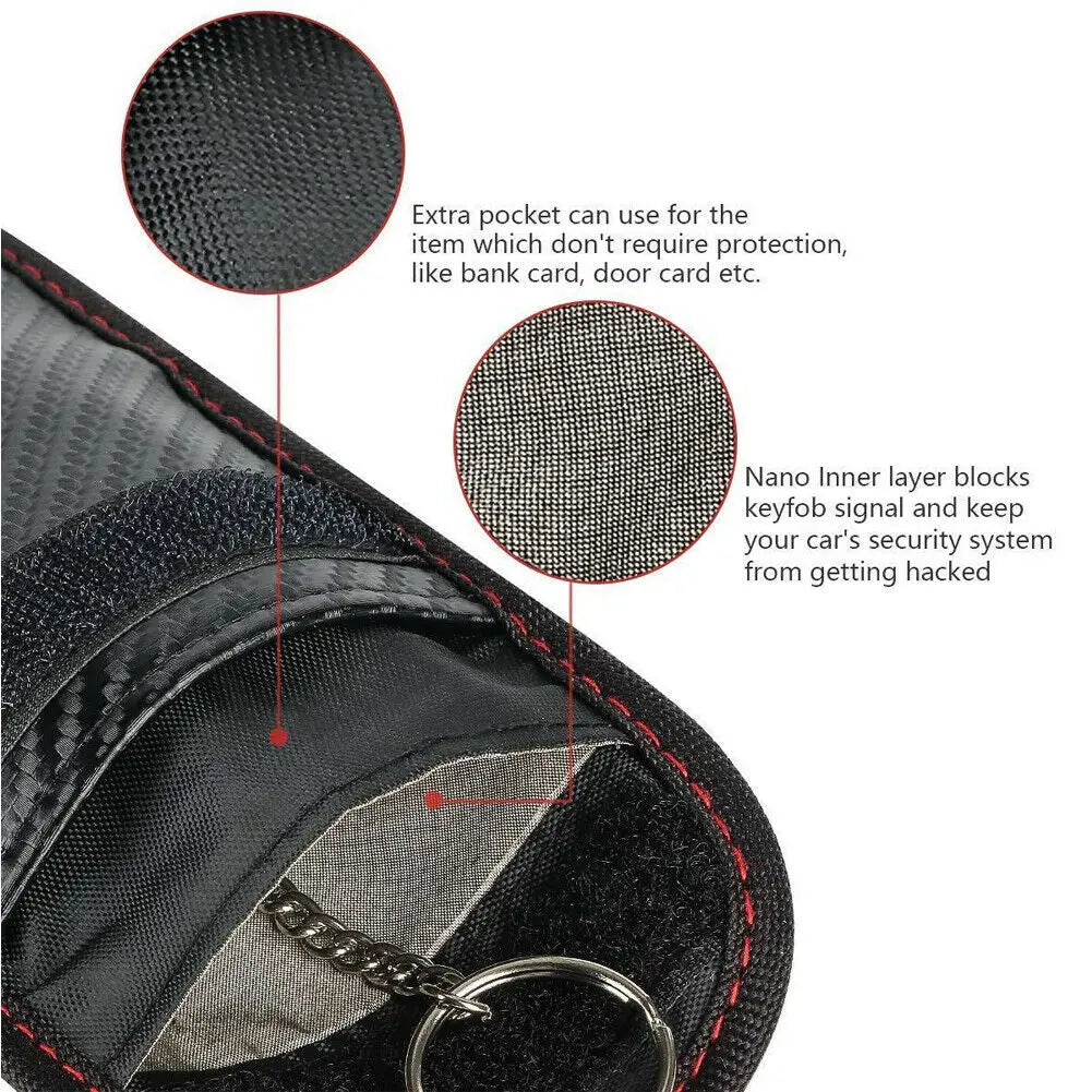 Carbon Grain RFID Blocking Faraday Pouch for Car Key Fob