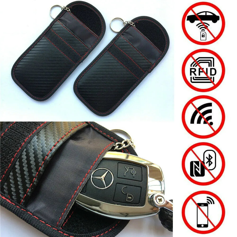 Carbon Grain RFID Blocking Faraday Pouch for Car Key Fob