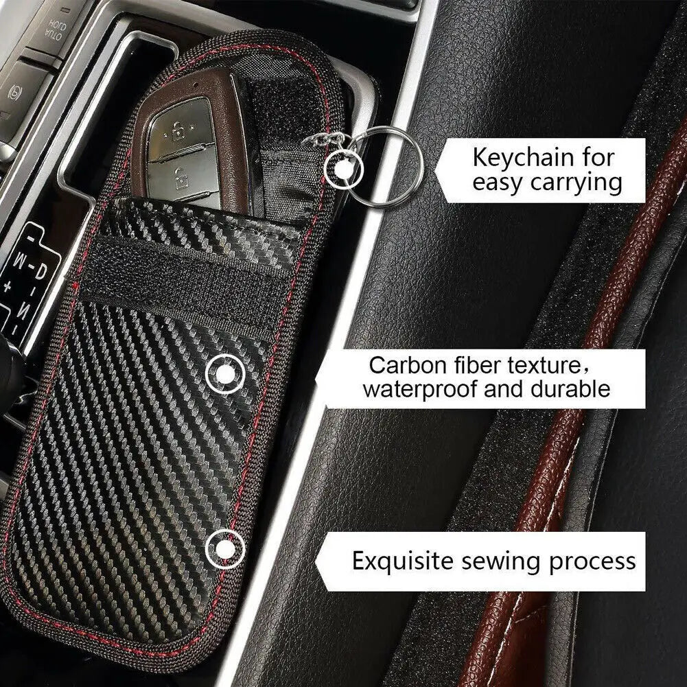Carbon Grain RFID Blocking Faraday Pouch for Car Key Fob
