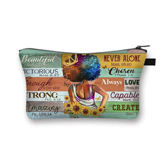 Afro Girls Pattern Cosmetic Bag - God Says You Are