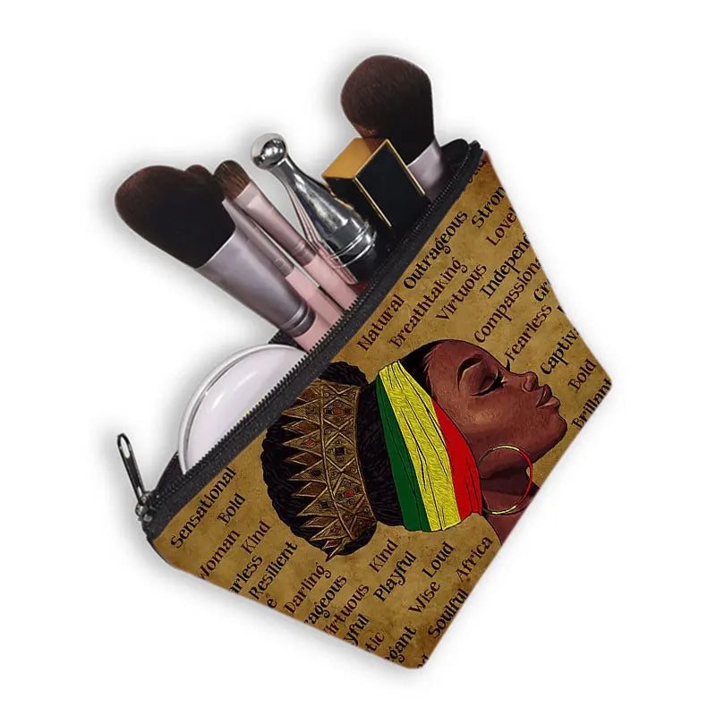 Afro Girls Pattern Cosmetic Bag - God Says You Are
