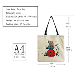 Cartoon Animal Bee Insect Women Shoulder Bag Eco Friendly Tote Handbag