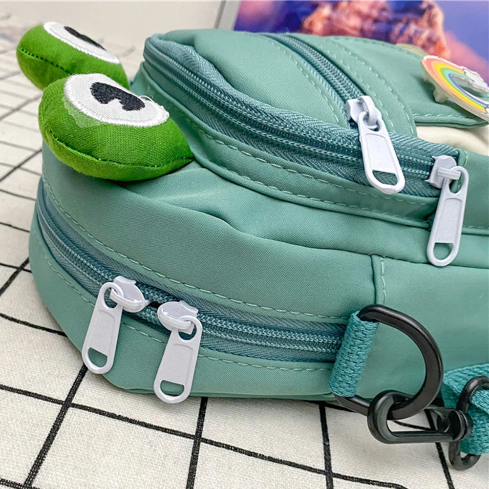 Funny Cartoon Animal Crossbody Bag Soft Nylon Girl Small Bag with Earphone Hole