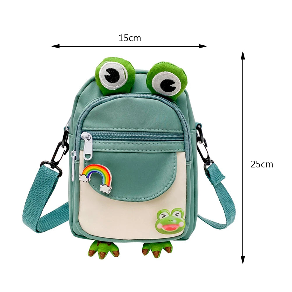 Funny Cartoon Animal Crossbody Bag Soft Nylon Girl Small Bag with Earphone Hole