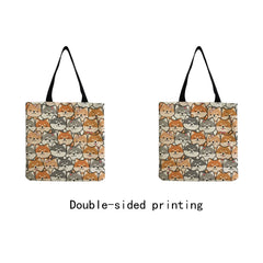 Cat Print Tote Bag for School Teacher Gift