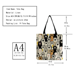 Cat Print Tote Bag for School Teacher Gift