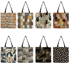 Cat Print Tote Bag for School Teacher Gift