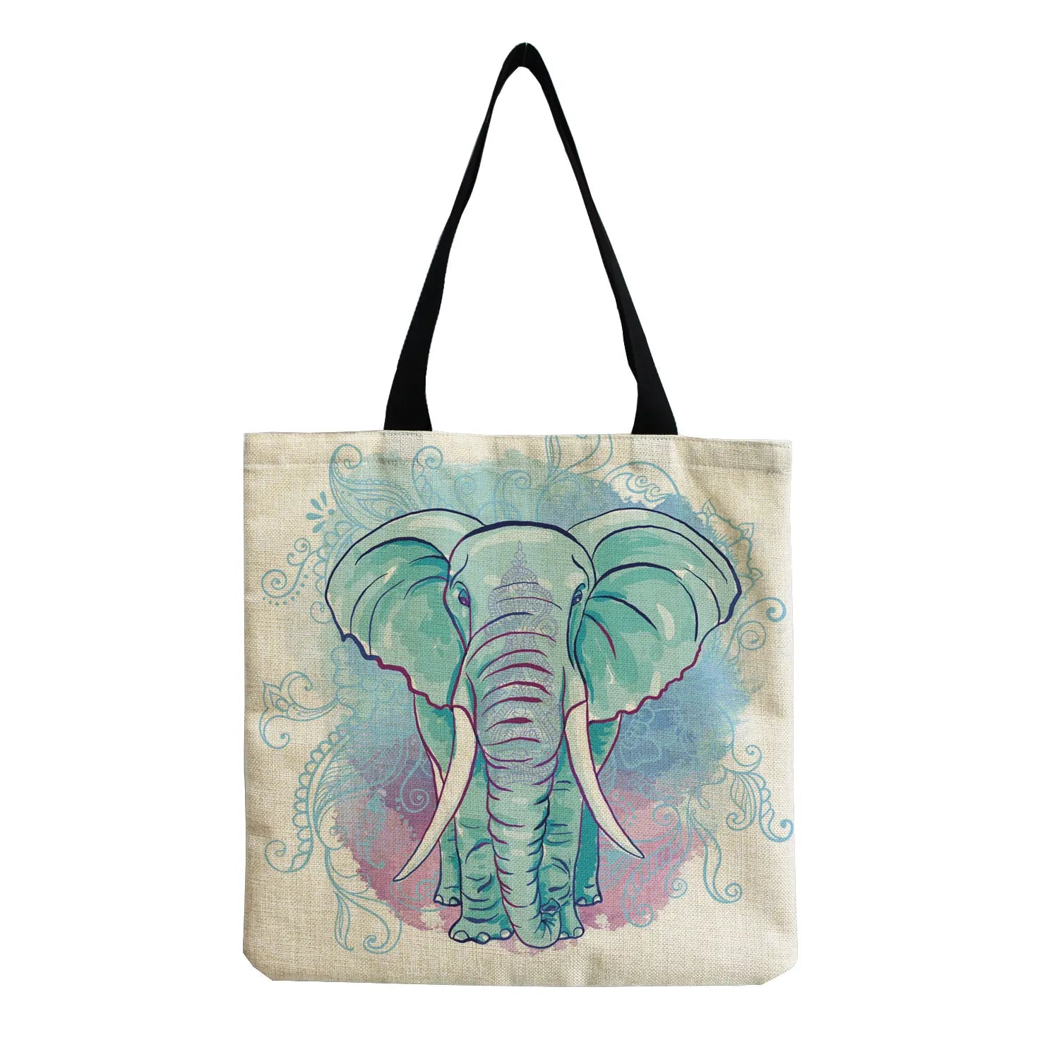 Cartoon Animal Elephant Printed Handbags Eco Friendly Shopping Bag